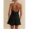 imageSOLY HUX Womens One Shoulder Ruffle Mesh Mini Dress Layered Backless Vacation Party SundressesPlain Black