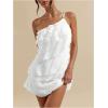 imageSOLY HUX Womens One Shoulder Ruffle Mesh Mini Dress Layered Backless Vacation Party SundressesPlain White