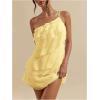 imageSOLY HUX Womens One Shoulder Ruffle Mesh Mini Dress Layered Backless Vacation Party SundressesPlain Yellow