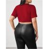 imageSOLY HUX Womens Plus Size Cowl Neck T Shirt Metal Decor Short Sleeve Going Out TopsPlain Red
