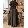 imageSOLY HUX Womens Plus Size Deep V Neck Maxi Dress Short Sleeve Split Hem Flowy Summer DressesPlain Dusty Green