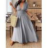 imageSOLY HUX Womens Plus Size Deep V Neck Maxi Dress Short Sleeve Split Hem Flowy Summer DressesPlain Light Grey