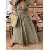 imageSOLY HUX Womens Plus Size Deep V Neck Maxi Dress Short Sleeve Split Hem Flowy Summer DressesPlain Mint Green