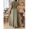 imageSOLY HUX Womens Plus Size Deep V Neck Maxi Dress Short Sleeve Split Hem Flowy Summer DressesPlain Mint Green