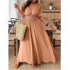 imageSOLY HUX Womens Plus Size Deep V Neck Maxi Dress Short Sleeve Split Hem Flowy Summer DressesPlain Orange