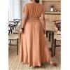 imageSOLY HUX Womens Plus Size Deep V Neck Maxi Dress Short Sleeve Split Hem Flowy Summer DressesPlain Orange