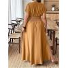 imageSOLY HUX Womens Plus Size Deep V Neck Maxi Dress Short Sleeve Split Hem Flowy Summer DressesPlain Yellow