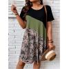imageSOLY HUX Womens Plus Size Dress Color Block Short Sleeve T Shirt Dress Casual Summer DressesMulti Leopard Print