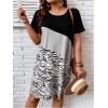 imageSOLY HUX Womens Plus Size Dress Color Block Short Sleeve T Shirt Dress Casual Summer DressesMulticoloured Zebra Print