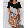 imageSOLY HUX Womens Plus Size Dress Color Block Short Sleeve T Shirt Dress Casual Summer DressesMulticoloured Zebra Print