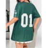 imageSOLY HUX Womens Plus Size Jersey Lace Up V Neck Short Sleeve T Shirts Number Graphic Tee Tops StreetwearDark Green