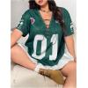 imageSOLY HUX Womens Plus Size Jersey Lace Up V Neck Short Sleeve T Shirts Number Graphic Tee Tops StreetwearDark Green