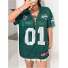 imageSOLY HUX Womens Plus Size Jersey Lace Up V Neck Short Sleeve T Shirts Number Graphic Tee Tops StreetwearDark Green