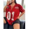 imageSOLY HUX Womens Plus Size Jersey Lace Up V Neck Short Sleeve T Shirts Number Graphic Tee Tops StreetwearRed Graphic