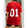imageSOLY HUX Womens Plus Size Jersey Lace Up V Neck Short Sleeve T Shirts Number Graphic Tee Tops StreetwearRed Graphic