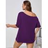 imageSOLY HUX Womens Plus Size Off The Shoulder Tops Graphic Tees Y2K Clothes Casual Short Sleeve Oversized T ShirtsPurple Graphic