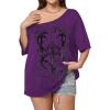 imageSOLY HUX Womens Plus Size Off The Shoulder Tops Graphic Tees Y2K Clothes Casual Short Sleeve Oversized T ShirtsPurple Graphic
