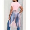 imageSOLY HUX Womens Short Sleeve Fringe Tops Crew Neck Slim Fit Tee Going Out Summer T ShirtPlain Pink