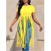 imageSOLY HUX Womens Short Sleeve Fringe Tops Crew Neck Slim Fit Tee Going Out Summer T ShirtPlain Yellow