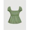 imageSOLY HUX Womens Square Neck Short Sleeve Peplum Tops Tie Front Summer Tee Shirt StreetwearPlain Army Green