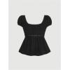 imageSOLY HUX Womens Square Neck Short Sleeve Peplum Tops Tie Front Summer Tee Shirt StreetwearPlain Black