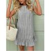 imageSOLY HUX Womens Striped Print Sleeveless Ruffle Tunic Dress Summer Swing Flowy Mini DressesBlack and White