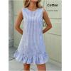 imageSOLY HUX Womens Striped Print Sleeveless Ruffle Tunic Dress Summer Swing Flowy Mini DressesBlue White Striped