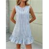 imageSOLY HUX Womens Striped Print Sleeveless Ruffle Tunic Dress Summer Swing Flowy Mini DressesBlue and White