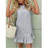 imageSOLY HUX Womens Striped Print Sleeveless Ruffle Tunic Dress Summer Swing Flowy Mini DressesDark Blue and White
