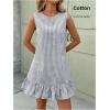 imageSOLY HUX Womens Striped Print Sleeveless Ruffle Tunic Dress Summer Swing Flowy Mini DressesDark Blue and White