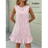 imageSOLY HUX Womens Striped Print Sleeveless Ruffle Tunic Dress Summer Swing Flowy Mini DressesLight Pink and White