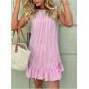 imageSOLY HUX Womens Striped Print Sleeveless Ruffle Tunic Dress Summer Swing Flowy Mini DressesPink Striped
