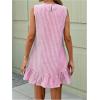 imageSOLY HUX Womens Striped Print Sleeveless Ruffle Tunic Dress Summer Swing Flowy Mini DressesPink Striped