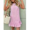 imageSOLY HUX Womens Striped Print Sleeveless Ruffle Tunic Dress Summer Swing Flowy Mini DressesPink Striped