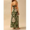 imageSOLY HUX Womens Summer Maxi Dress Boho Print Tie Shoulder Spaghetti Strap Cut Out Tie Back Cami Dresses SundressGreen Printed