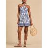 imageSOLY HUX Womens Sundress Tropical Print Halter Dress Tie Backless Sleeveless A Line Short Summer DressesBlue Leaf