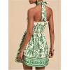 imageSOLY HUX Womens Sundress Tropical Print Halter Dress Tie Backless Sleeveless A Line Short Summer DressesGreen Leaf