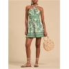 imageSOLY HUX Womens Sundress Tropical Print Halter Dress Tie Backless Sleeveless A Line Short Summer DressesGreen Leaf