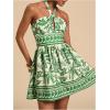 imageSOLY HUX Womens Sundress Tropical Print Halter Dress Tie Backless Sleeveless A Line Short Summer DressesGreen Leaf