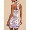 imageSOLY HUX Womens Sundress Tropical Print Halter Dress Tie Backless Sleeveless A Line Short Summer DressesMauve Purple Leaf