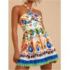 imageSOLY HUX Womens Sundress Tropical Print Halter Dress Tie Backless Sleeveless A Line Short Summer DressesMulticoloured Printed