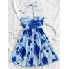 imageSOLY HUX Womens Tie Dye Cami Dress Halter Backless Sleeveless A Line Short Summer Dresses SundressBlue Floral