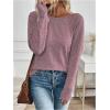 imageSOLY HUX Womens Twist Open Back Tops Cut Out Tee Backless Casual Long Sleeve Round Neck T ShirtPlain Pink