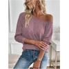 imageSOLY HUX Womens Twist Open Back Tops Cut Out Tee Backless Casual Long Sleeve Round Neck T ShirtPlain Pink