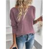 imageSOLY HUX Womens Twist Open Back Tops Cut Out Tee Backless Casual Long Sleeve Round Neck T ShirtPlain Pink