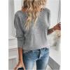imageSOLY HUX Womens Twist Open Back Tops Cut Out Tee Backless Casual Long Sleeve Round Neck T ShirtPure Grey
