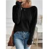 imageSOLY HUX Womens Twist Open Back Tops Cut Out Tee Backless Casual Long Sleeve Round Neck T ShirtSolid Black