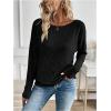 imageSOLY HUX Womens Twist Open Back Tops Cut Out Tee Backless Casual Long Sleeve Round Neck T ShirtSolid Black