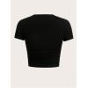 imageSOLY HUX Womens Y2K Graphic Crop Top Short Sleeve Sexy Cute TShirts Tee Crop TopBlack Letter
