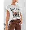 imageSOLY HUX Womens Y2k Vintage Graphic Short Sleeve Tee Tops Crew Neck Crop Tops for Summer Going Out T ShirtsWhite Motocycle